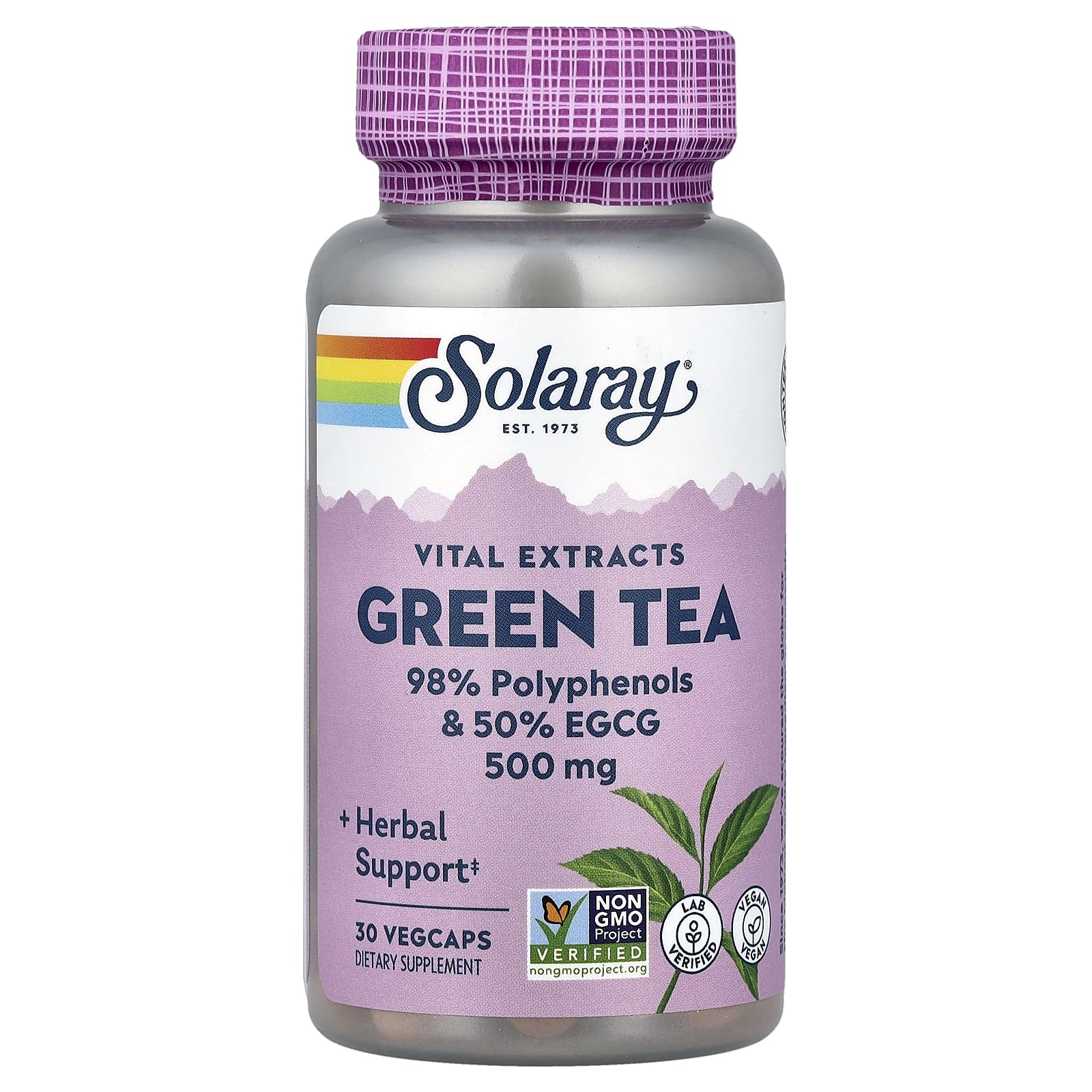 Чай Solaray Vital Extracts Green, 500 мг, 30 растительных капсул