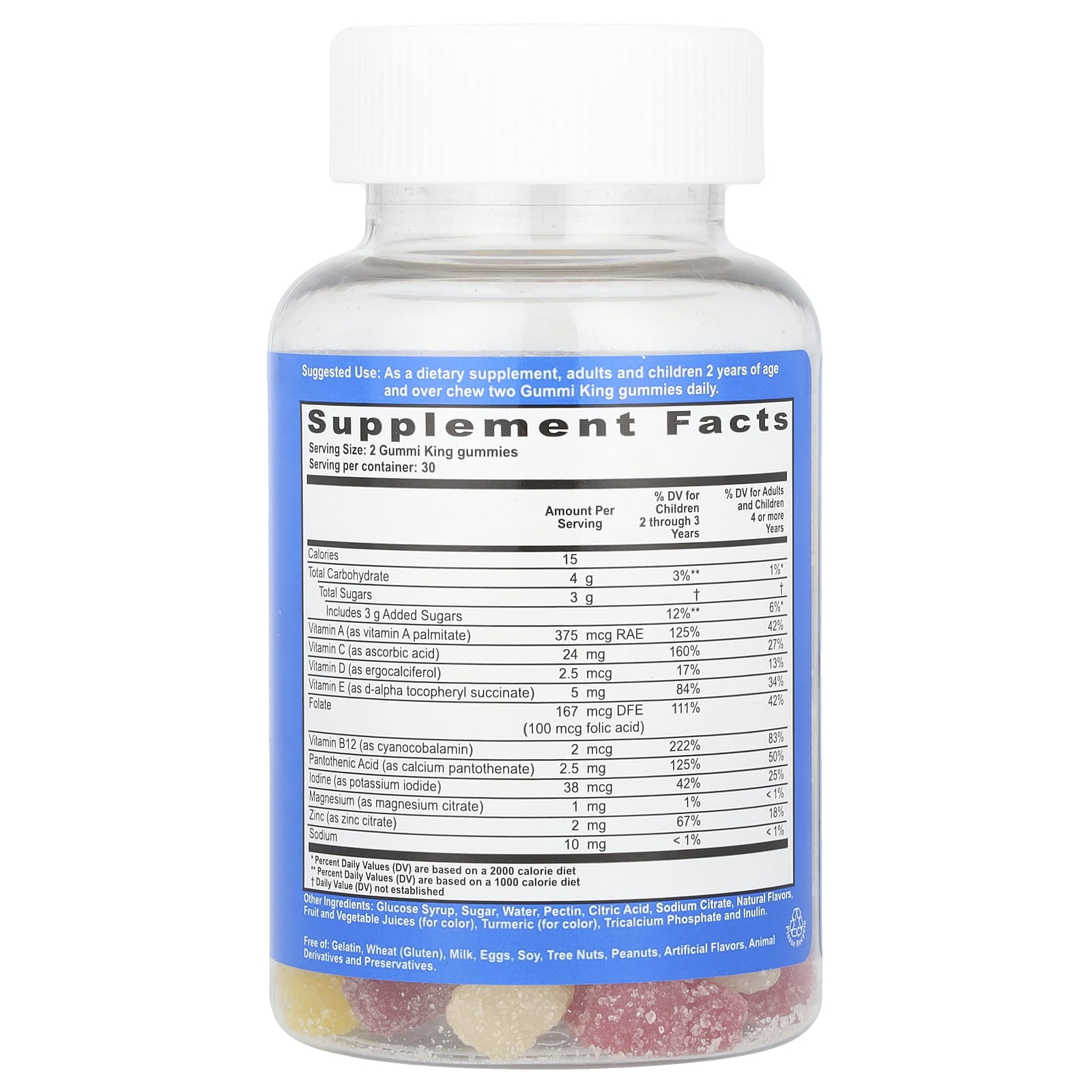 Мультивитамины GummiKing Multi Vitamin + Mineral Gummies for Strawberry Orange Lemon, оттенок Grape, 60 жевательных пастилок — фото 2