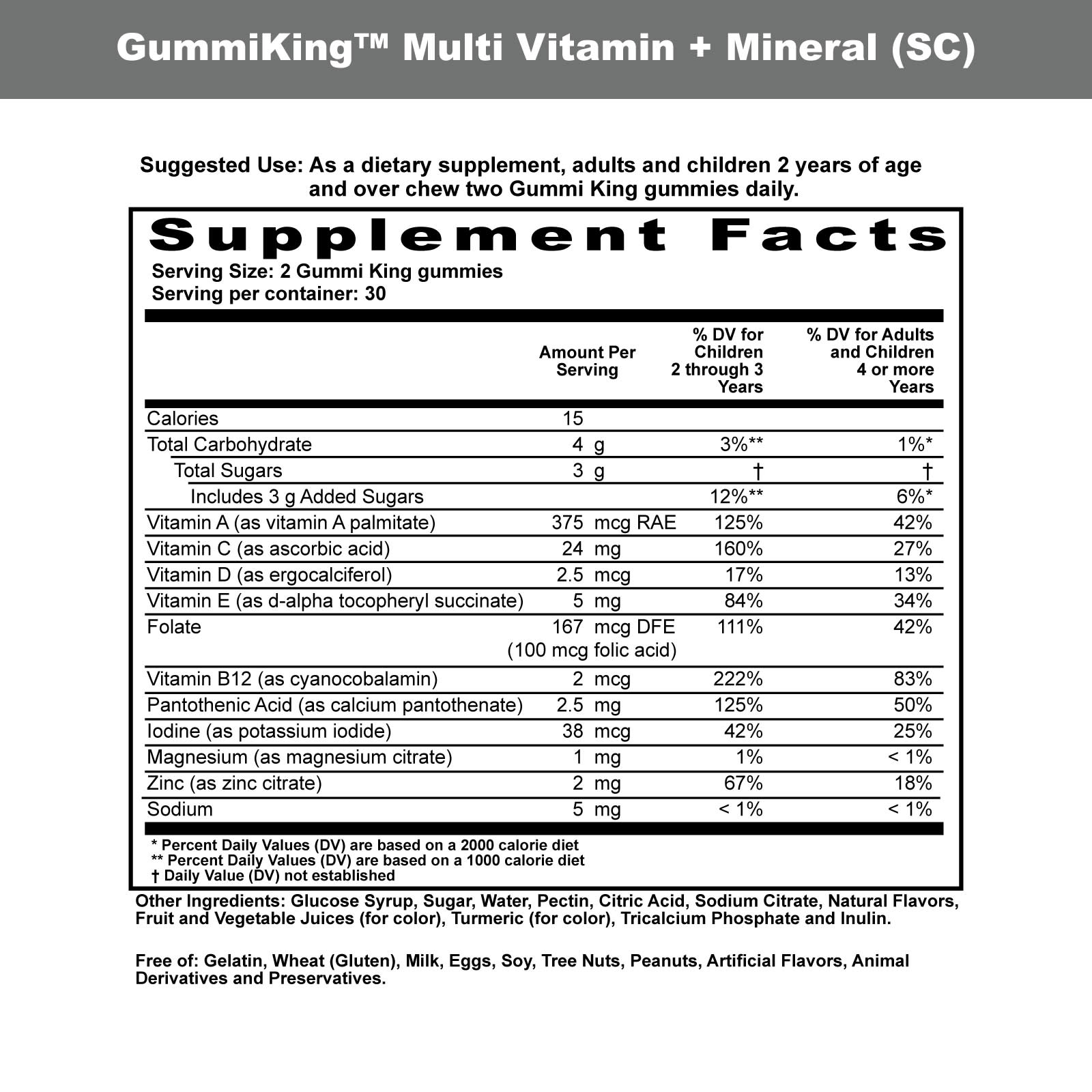 Мультивитамины GummiKing Multi Vitamin + Mineral Gummies for Strawberry Orange Lemon, оттенок Grape, 60 жевательных пастилок — фото 4