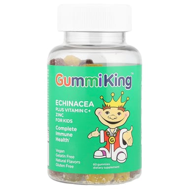 Эхинацея GummiKing Plus Vitamin C+ Zinc for Strawberry Orange Lemon, оттенок Grape, 60 жевательных пастилок