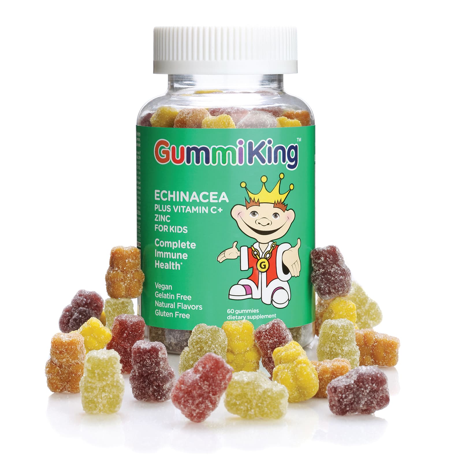 Эхинацея GummiKing Plus Vitamin C+ Zinc for Strawberry Orange Lemon, оттенок Grape, 60 жевательных пастилок — фото 3