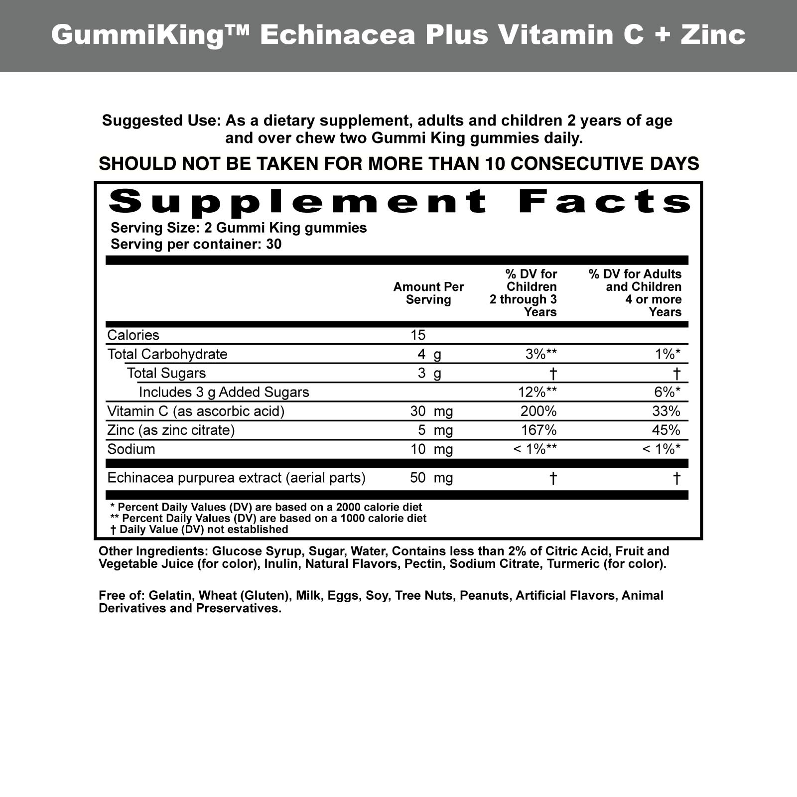 Эхинацея GummiKing Plus Vitamin C+ Zinc for Strawberry Orange Lemon, оттенок Grape, 60 жевательных пастилок — фото 4