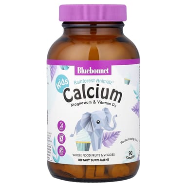 Витамин D3 Bluebonnet Nutrition Rainforest Animalz® Calcium Magnesium & Vanilla Frosting, 90 жевательных таблеток