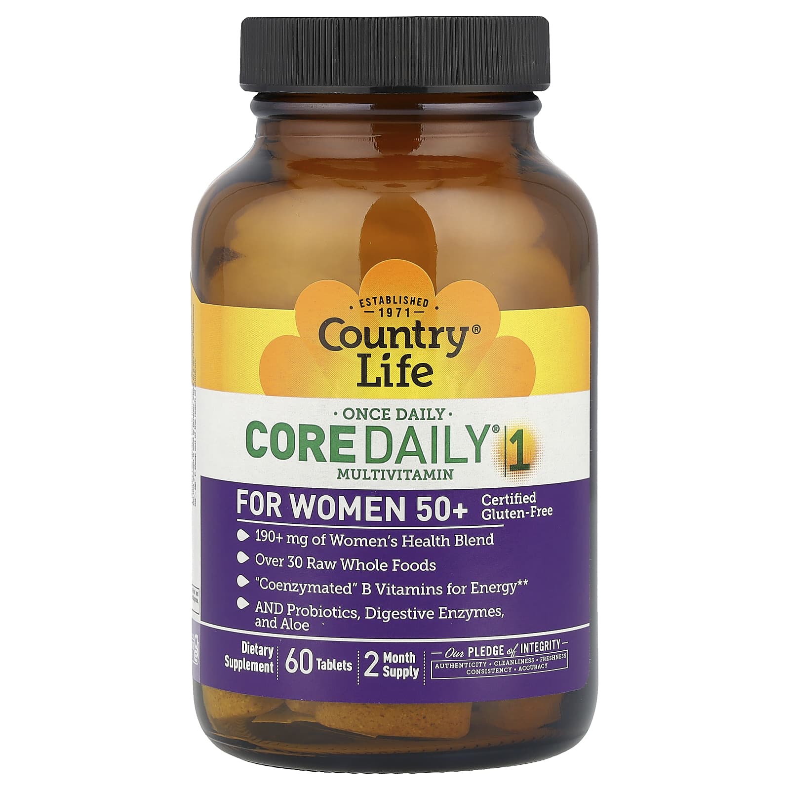 Мультивитамины Country Life Core Daily® 1 for Women 50, 60 таблеток