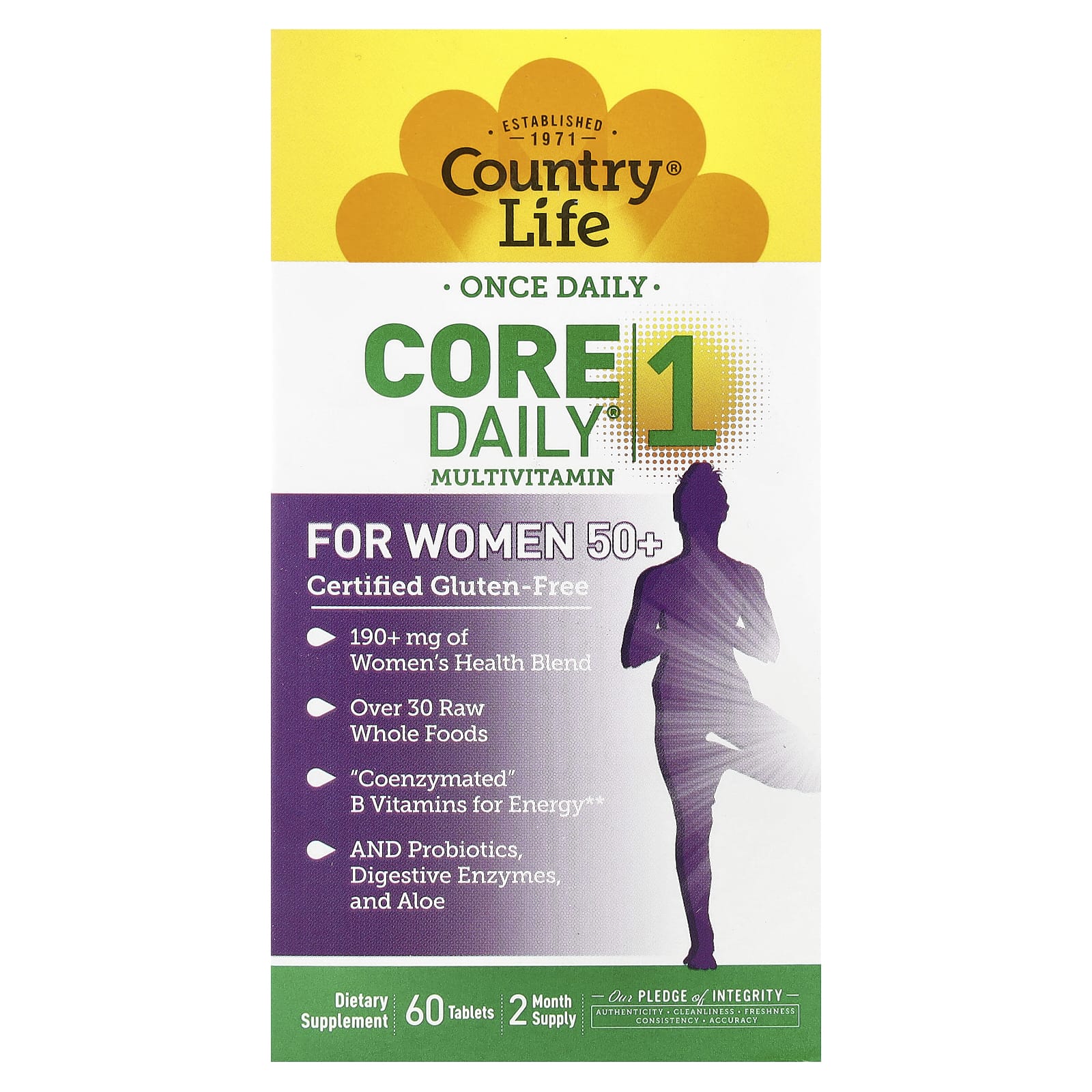 Мультивитамины Country Life Core Daily® 1 for Women 50, 60 таблеток — фото 2