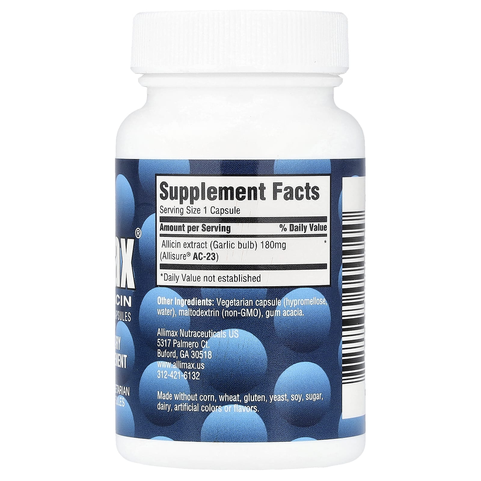 Порошок Allimax 100% Allicin Capsules, 180 мг, 30 растительных капсул — фото 2