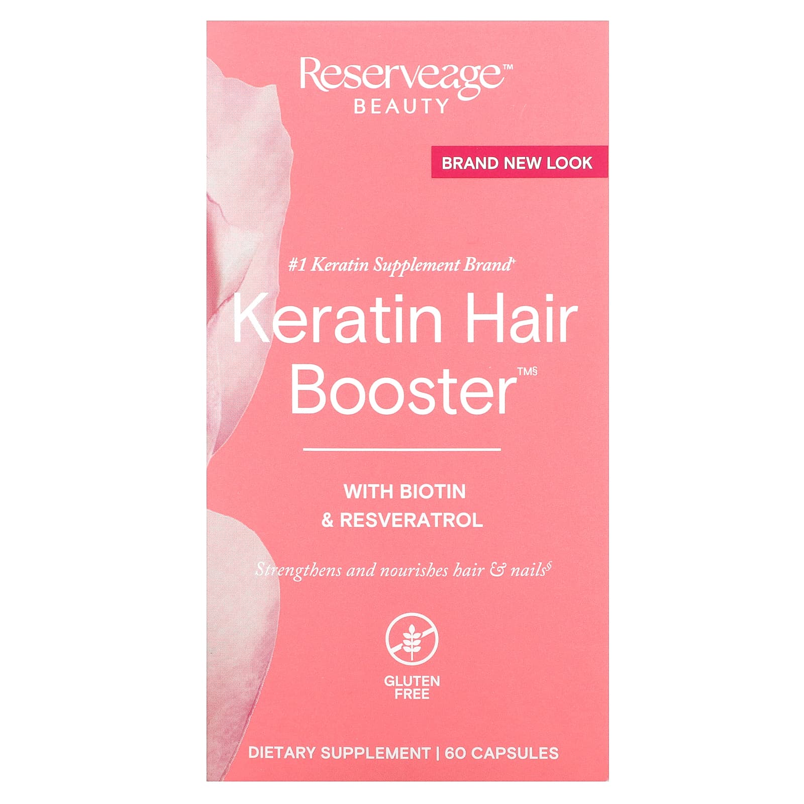 Ресвератрол Reserveage Beauty Keratin Hair Booster with Biotin &, 60 капсул