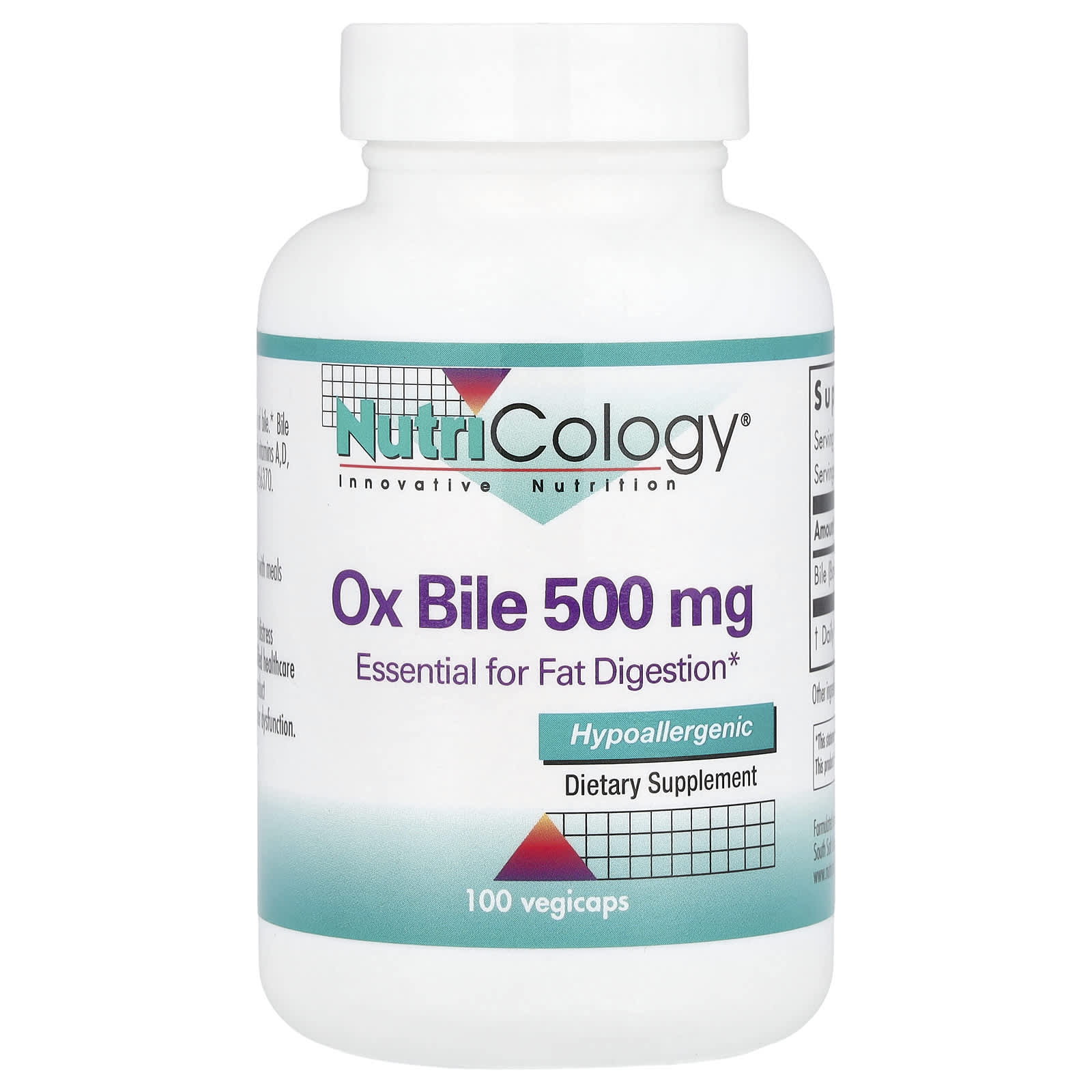 Бычья желчь Nutricology, оттенок 100 Vegicaps, 500 мг