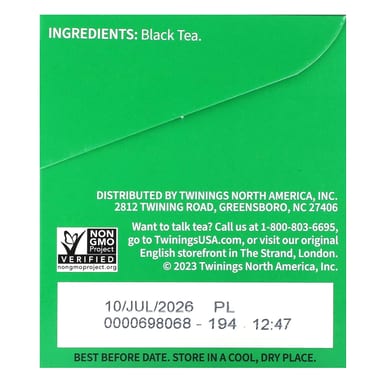Чай Twinings Pure Black Irish Breakfast, оттенок 20 Tea Bags, 40 г, чайные пакетики