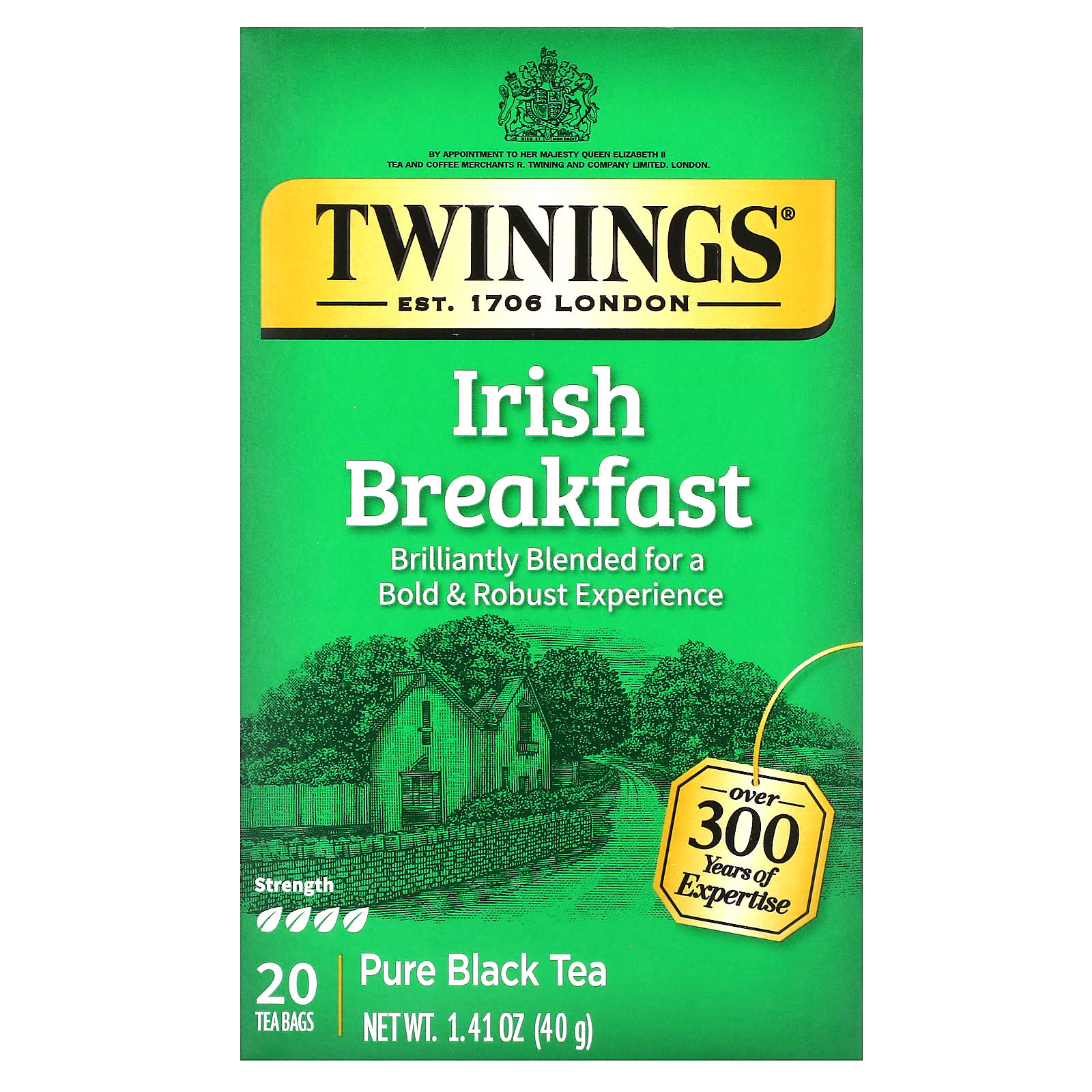 Чай Twinings Pure Black Irish Breakfast, оттенок 20 Tea Bags, 40 г, чайные пакетики — фото 2