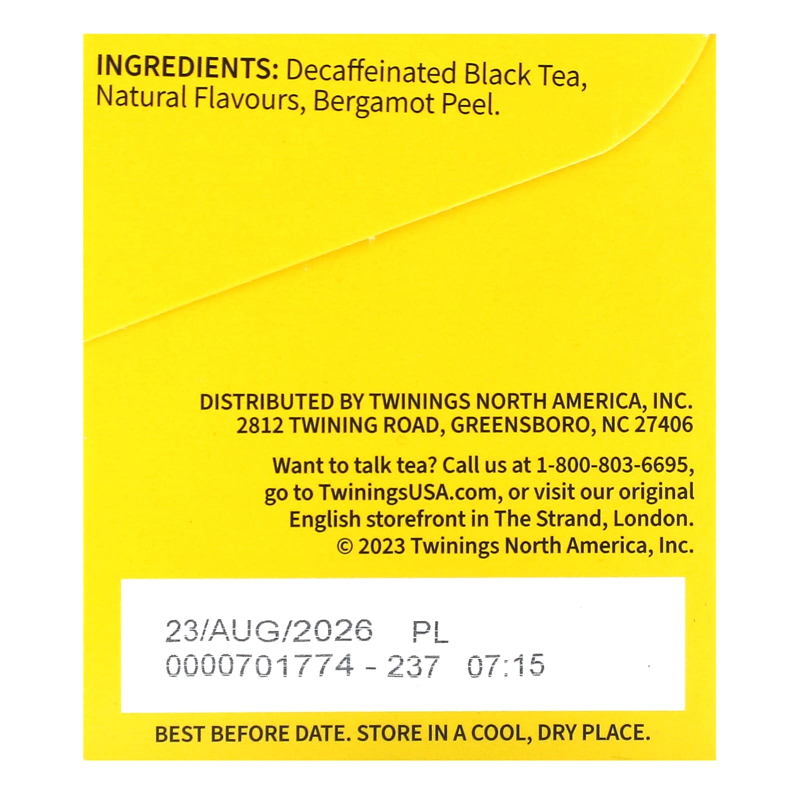 Чай Twinings Flavored Black Earl Grey Decaffeinated, оттенок 20 Tea Bags, 35 г, чайные пакетики