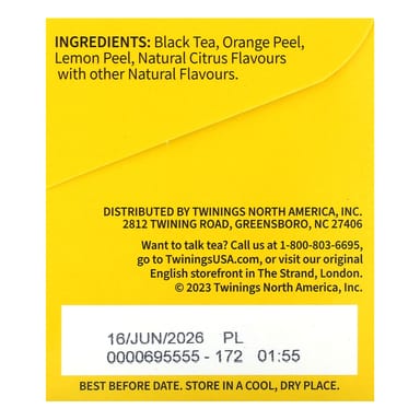 Чай Twinings Flavored Black Lady Grey®, оттенок 20 Tea Bags, 40 г, чайные пакетики