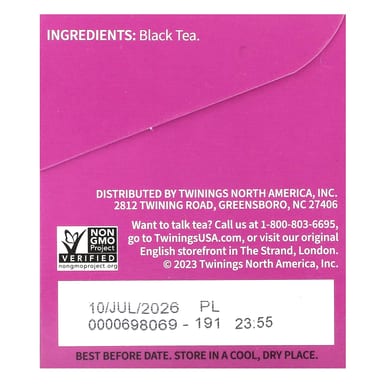 Чай Twinings Pure Black Darjeeling, оттенок 20 Tea Bags, 40 г, чайные пакетики