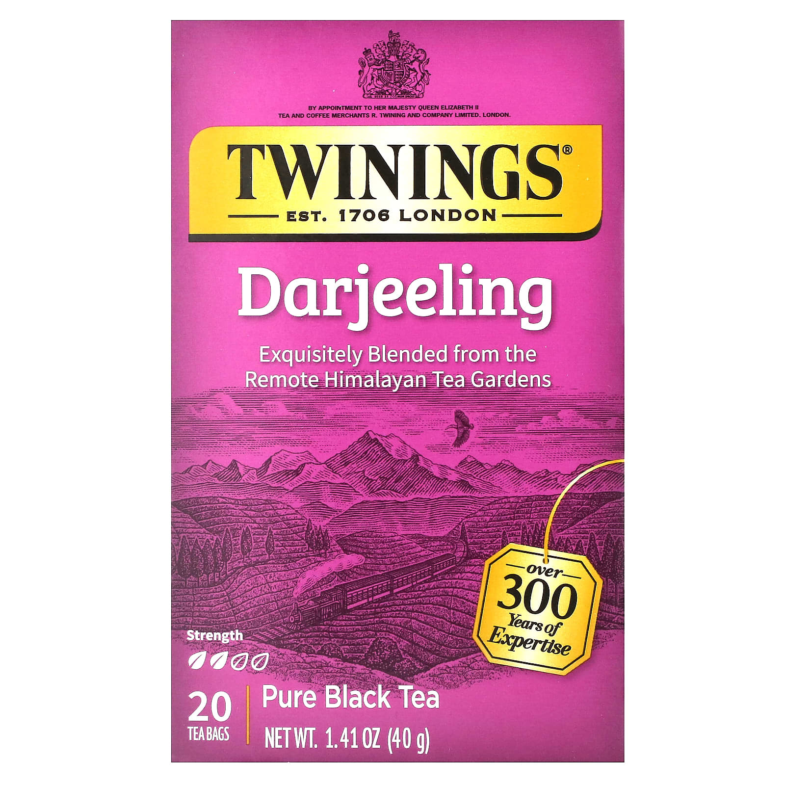 Чай Twinings Pure Black Darjeeling, оттенок 20 Tea Bags, 40 г, чайные пакетики — фото 2