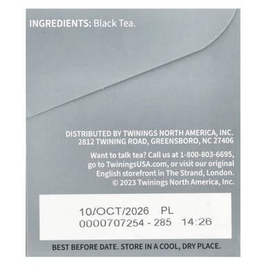 Чай Twinings Pure Black Prince Of Wales, оттенок 20 Tea Bags, 40 г, чайные пакетики