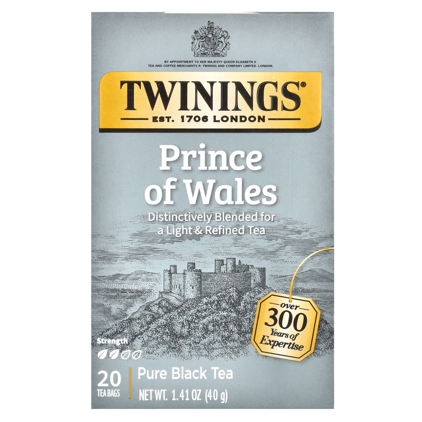 Чай Twinings Pure Black Prince Of Wales, оттенок 20 Tea Bags, 40 г, чайные пакетики — фото 3