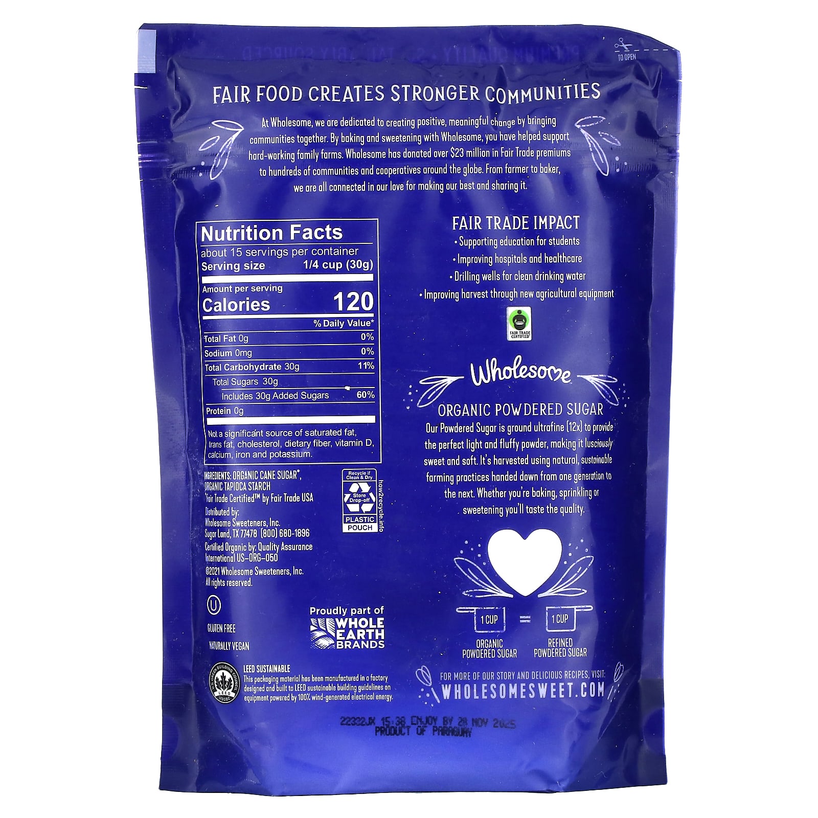 Сахарная пудра Wholesome Sweeteners, 1 фунт (454 г)
