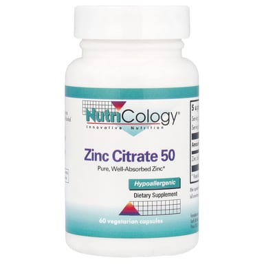Цинк цитрат Nutricology 50, 50 мг, 60 растительных капсул