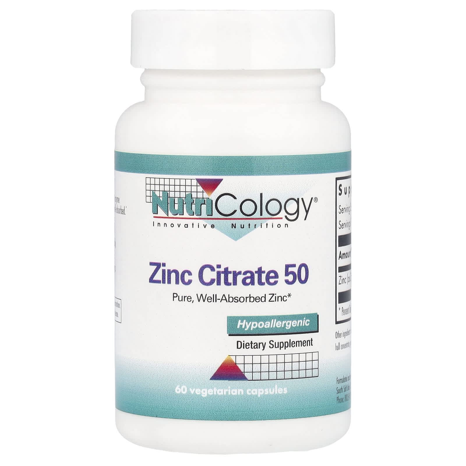 Цинк цитрат Nutricology 50, 50 мг, 60 растительных капсул