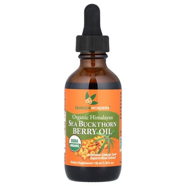 Масло SeaBuckWonders, вкус Organic Himalayan Sea Buckthorn Berry Oil, 1000 мг, 52 мл