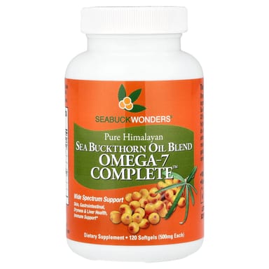Масло SeaBuckWonders Pure Himalayan Sea Buckthorn Blend Omega-7 Complete™, 500 мг, 120 мягких капсул
