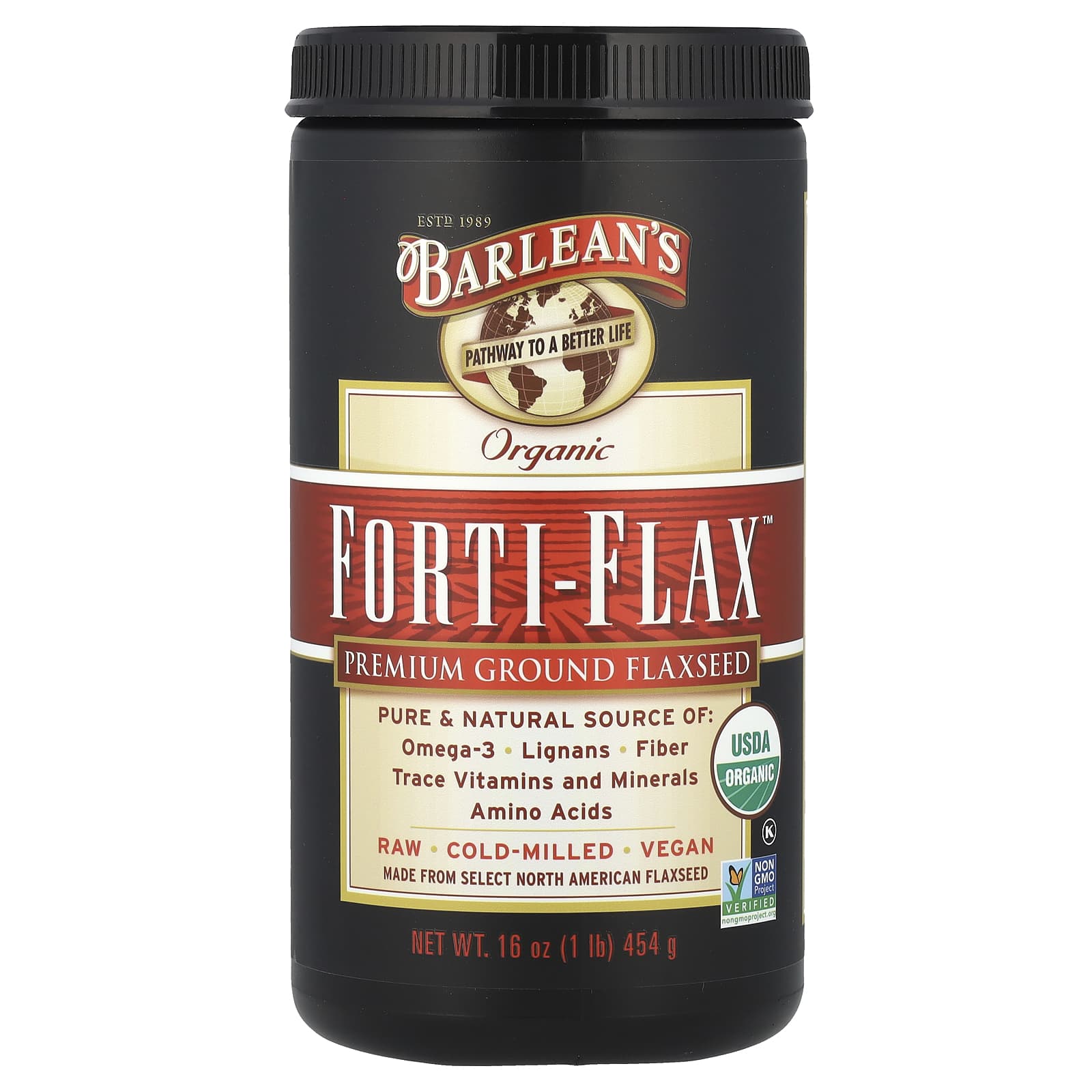 Молотое льняное семя Barlean's Organic Forti-Flax™ Premium Ground Flaxseed, 454 г