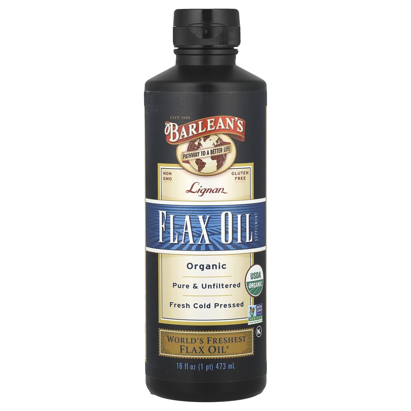 Масло Barlean's Organic Lignan Flax, 473 мл