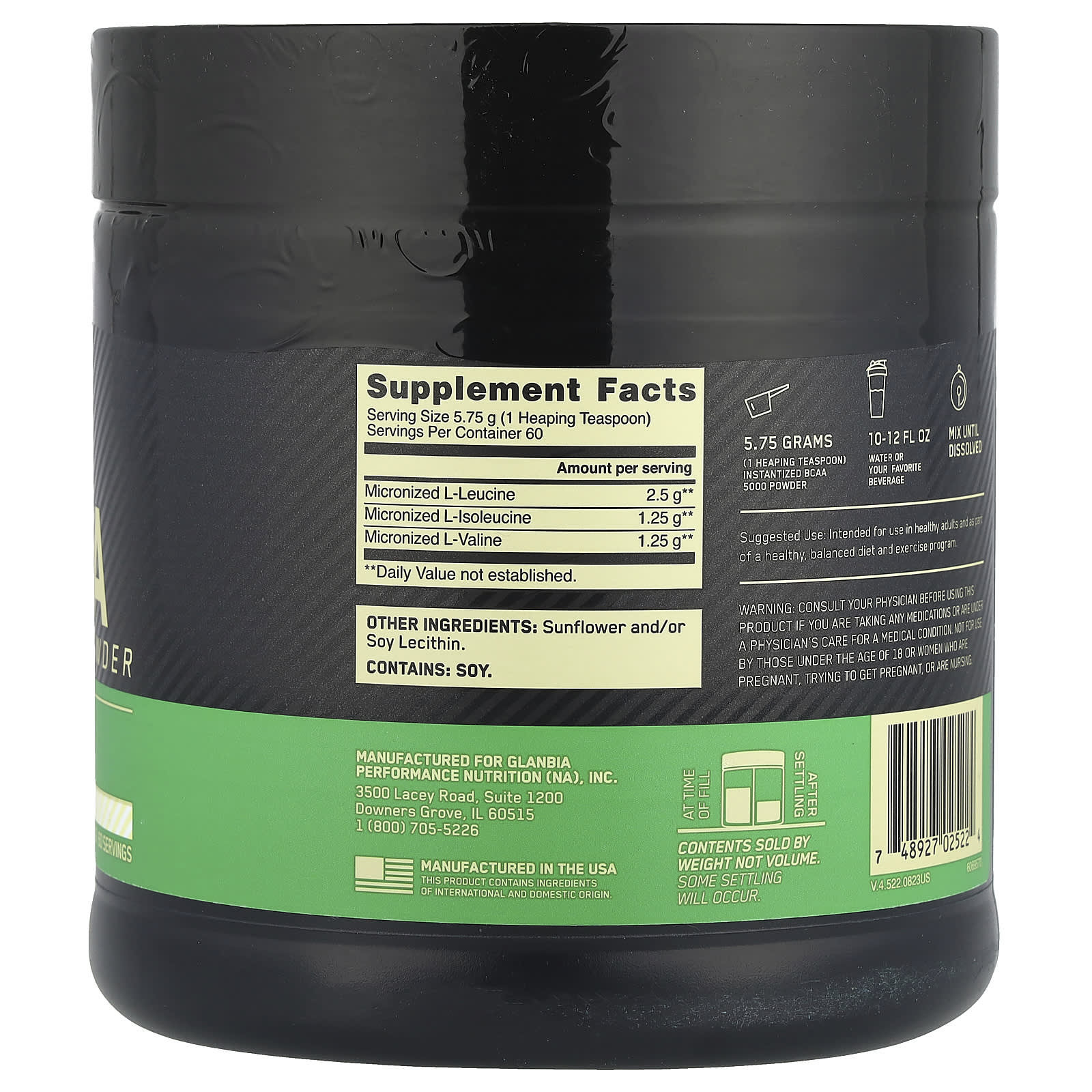 Порошок Optimum Nutrition Instantized BCAA 5000, без вкуса, 345 г — фото 2