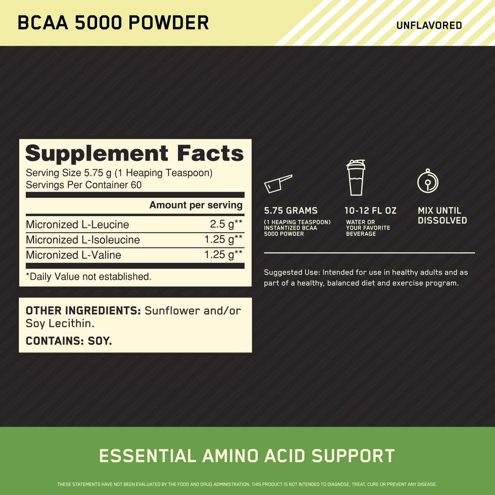 Порошок Optimum Nutrition Instantized BCAA 5000, без вкуса, 345 г — фото 3