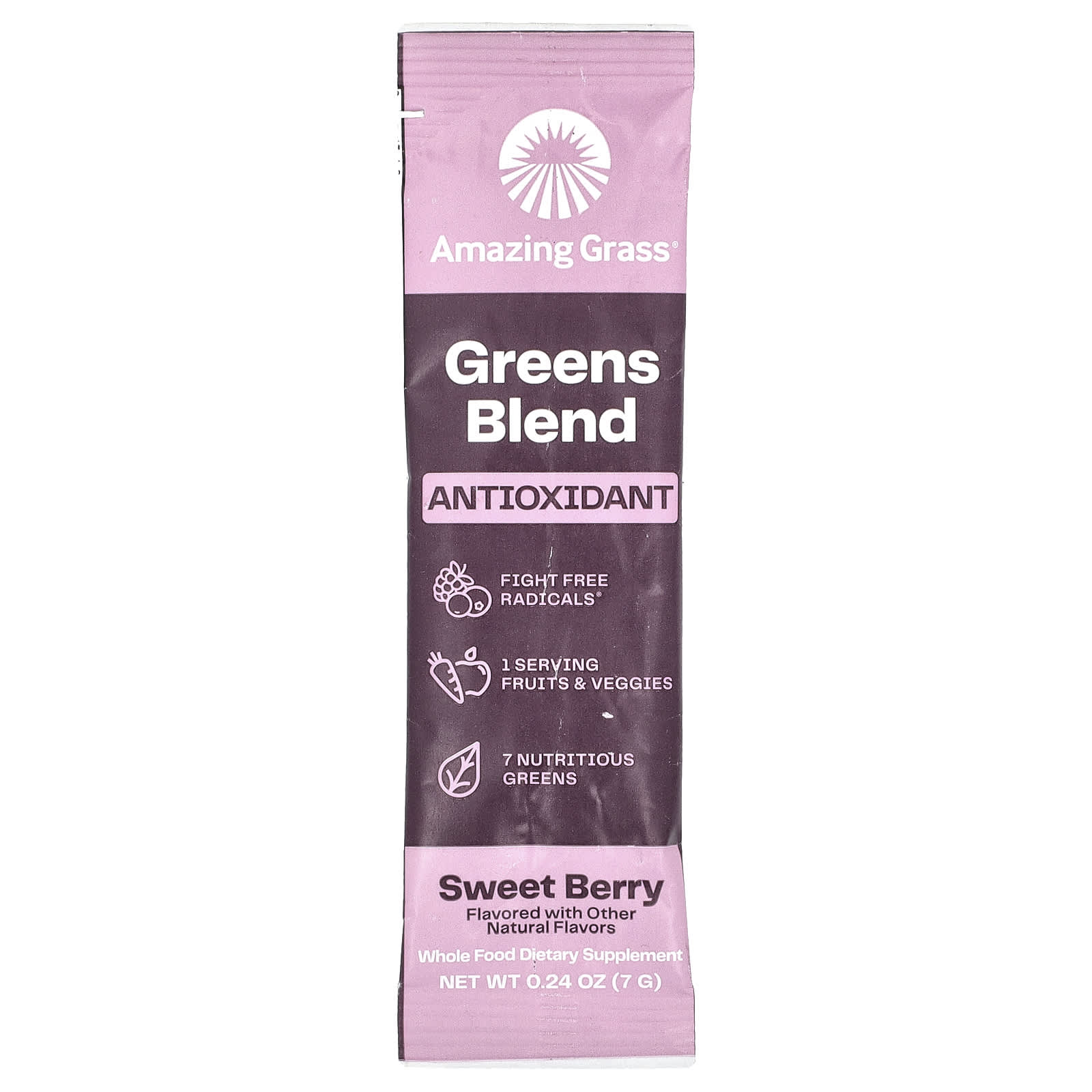 Зеленый комплекс Amazing Grass Antioxidant Sweet Berry, оттенок 15 Packets, 7 г, саше