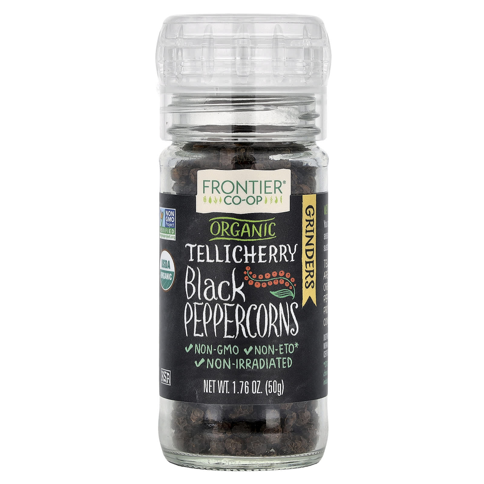Чёрный перец Frontier Co-op, вкус Organic Tellicherry Black Peppercorns, 50 г