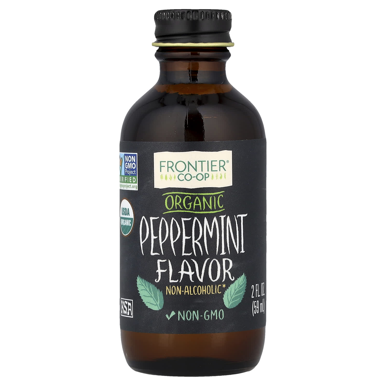 Frontier Co-op, Organic Peppermint Flavor, Non-Alcoholic, 2 fl oz (59 ml)
