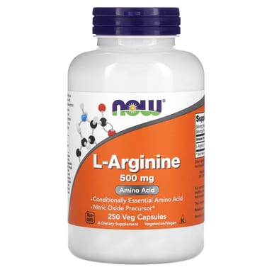 L-аргинин NOW Foods L-Arginine, 500 мг, 250 растительных капсул