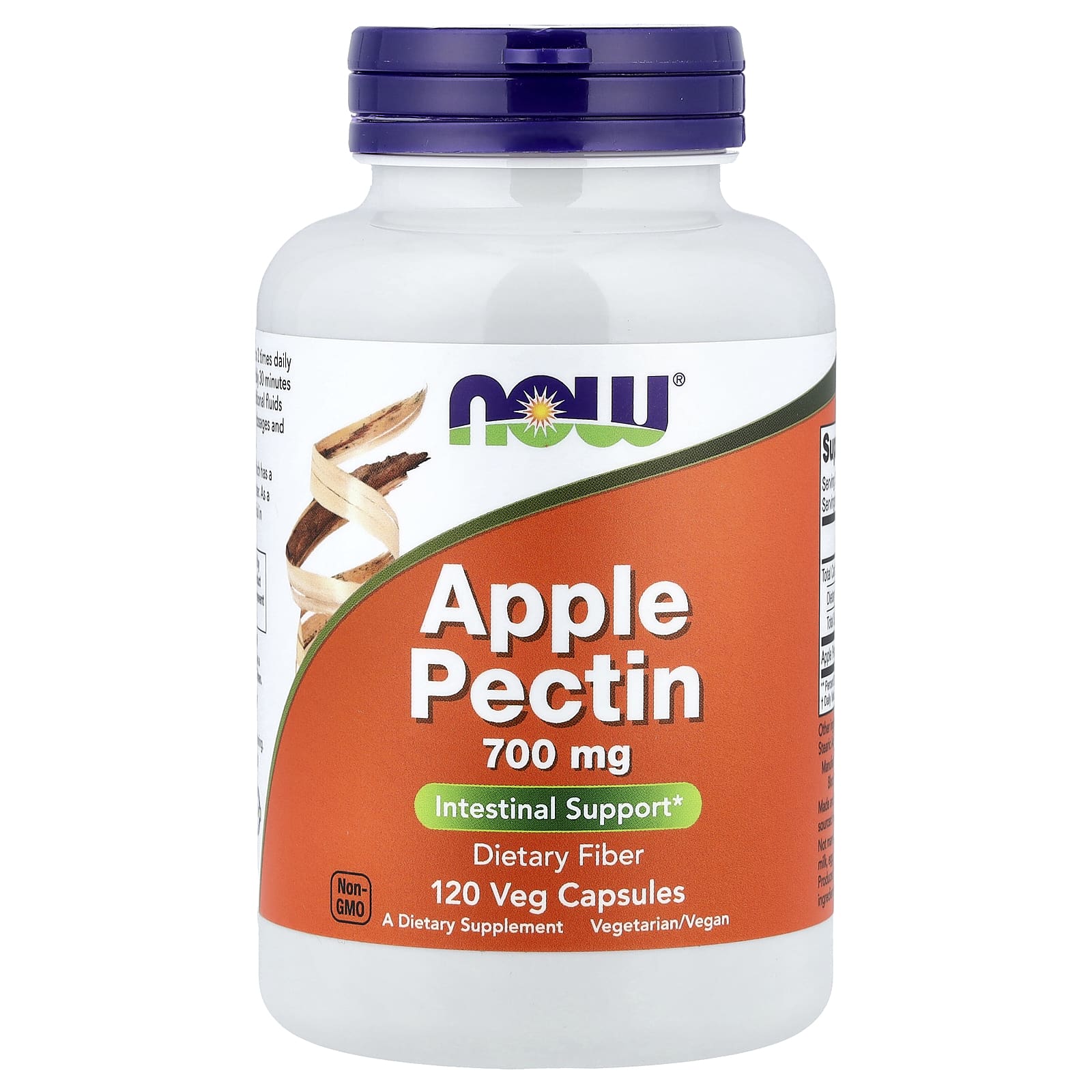 Яблочный пектин NOW Foods, вкус Apple Pectin, 0.7 г, 120 растительных капсул