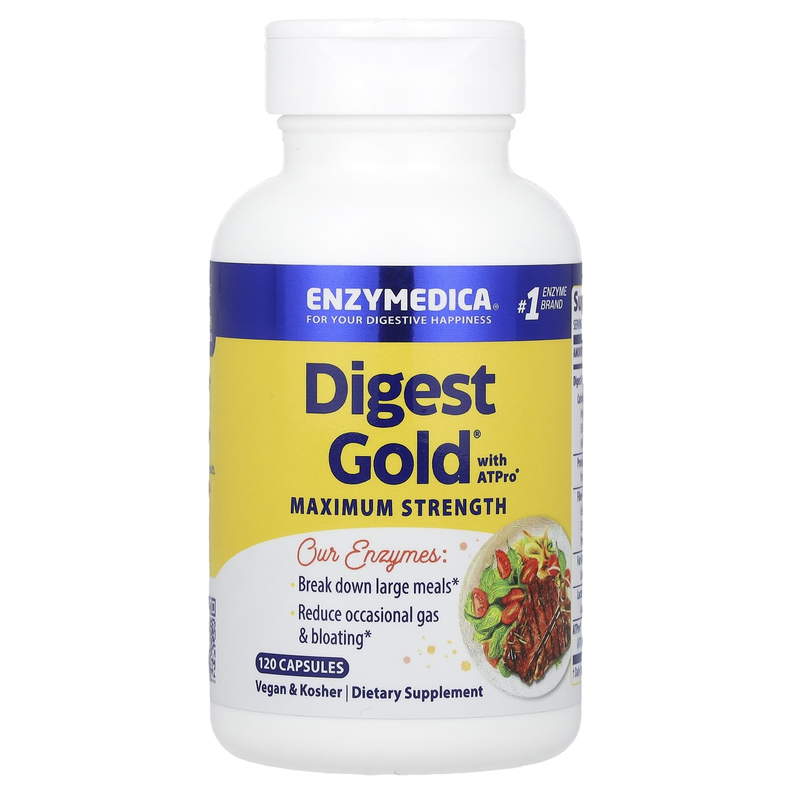Ферментный комплекс Digest Gold with ATPro Enzymedica Digest Gold® with ATPro® Maximum Strength, 120 капсул