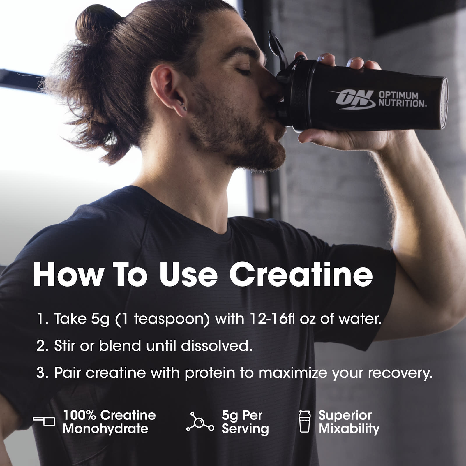 Креатин Optimum Nutrition Micronized Powder, оттенок Unflavored, 300 г, порошок — фото 4