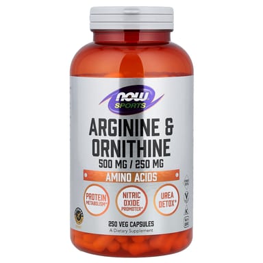 Аргинин и орнитин NOW Foods Arginine & Ornithine, 250 растительных капсул