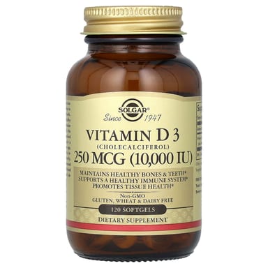 Витамин D3 Solgar (Cholecalciferol), 250 мкг (10000 МЕ), 120 мягких капсул