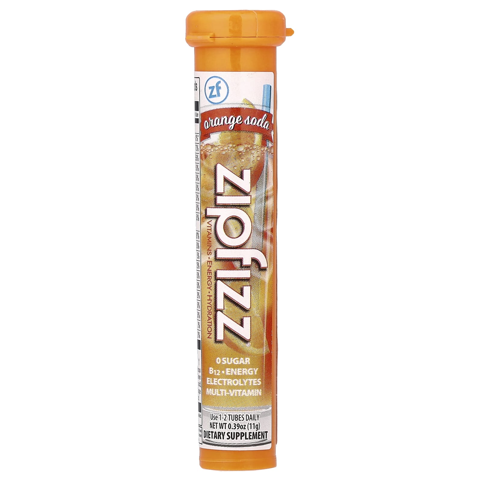 Смесь для энергетического напитка Zipfizz Orange Soda, оттенок 20 Tubes, 11 г, смесь для напитка