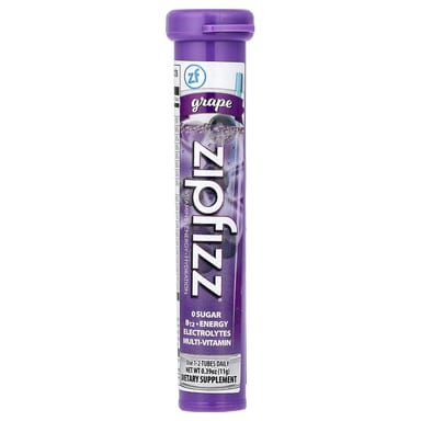 Смесь для энергетического напитка Zipfizz Grape, оттенок 20 Tubes, 11 г, смесь для напитка