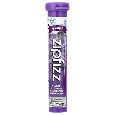 Фото товара: Смесь для энергетического напитка Zipfizz Grape, 20 тюбиков, 11 г, смесь для напитка