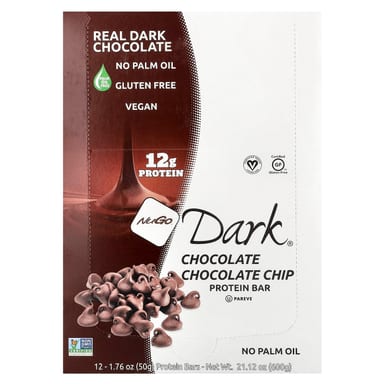Шоколад NuGo Nutrition Dark® Protein Bars Chip, 50 г, 12 шт., батончик