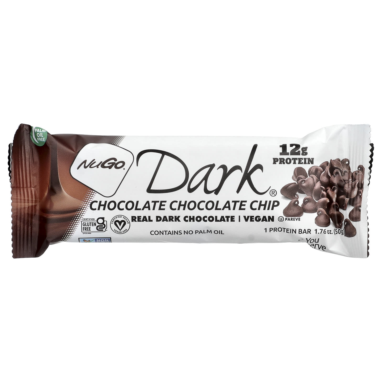 Шоколад NuGo Nutrition Dark® Protein Bars Chip, 50 г, 12 шт., батончик — фото 3