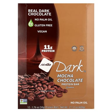 Шоколад NuGo Nutrition Dark® Protein Bars Mocha, 50 г, 12 шт., батончик