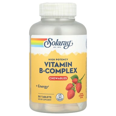 Комплекс витаминов B Solaray High Potency Vitamin B-Complex Chewables, вкус Natural Strawberry, 50 таблеток