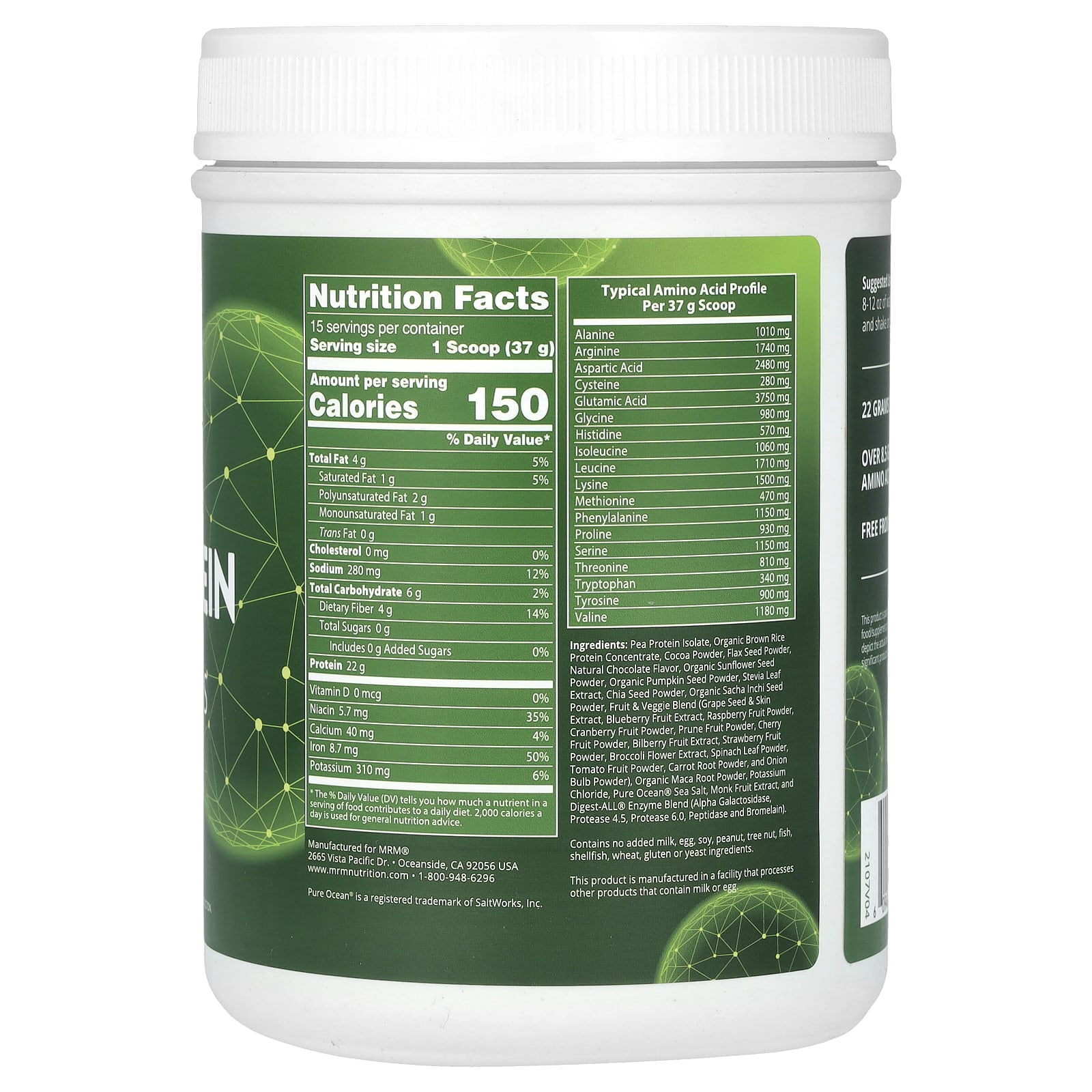 Шоколад MRM Nutrition Veggie Protein with Superfoods, 570 г, 1.26 lb — фото 2
