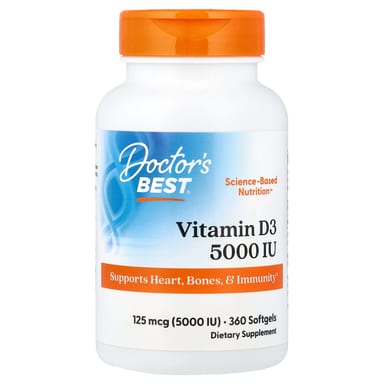 Витамин D3 Doctor's Best, 125 мкг (5000 МЕ), 360 мягких капсул