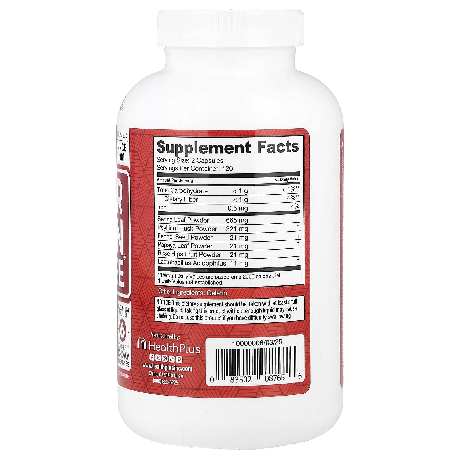 Комплекс Super Colon Cleanse Health Plus®, 240 капсул — фото 2