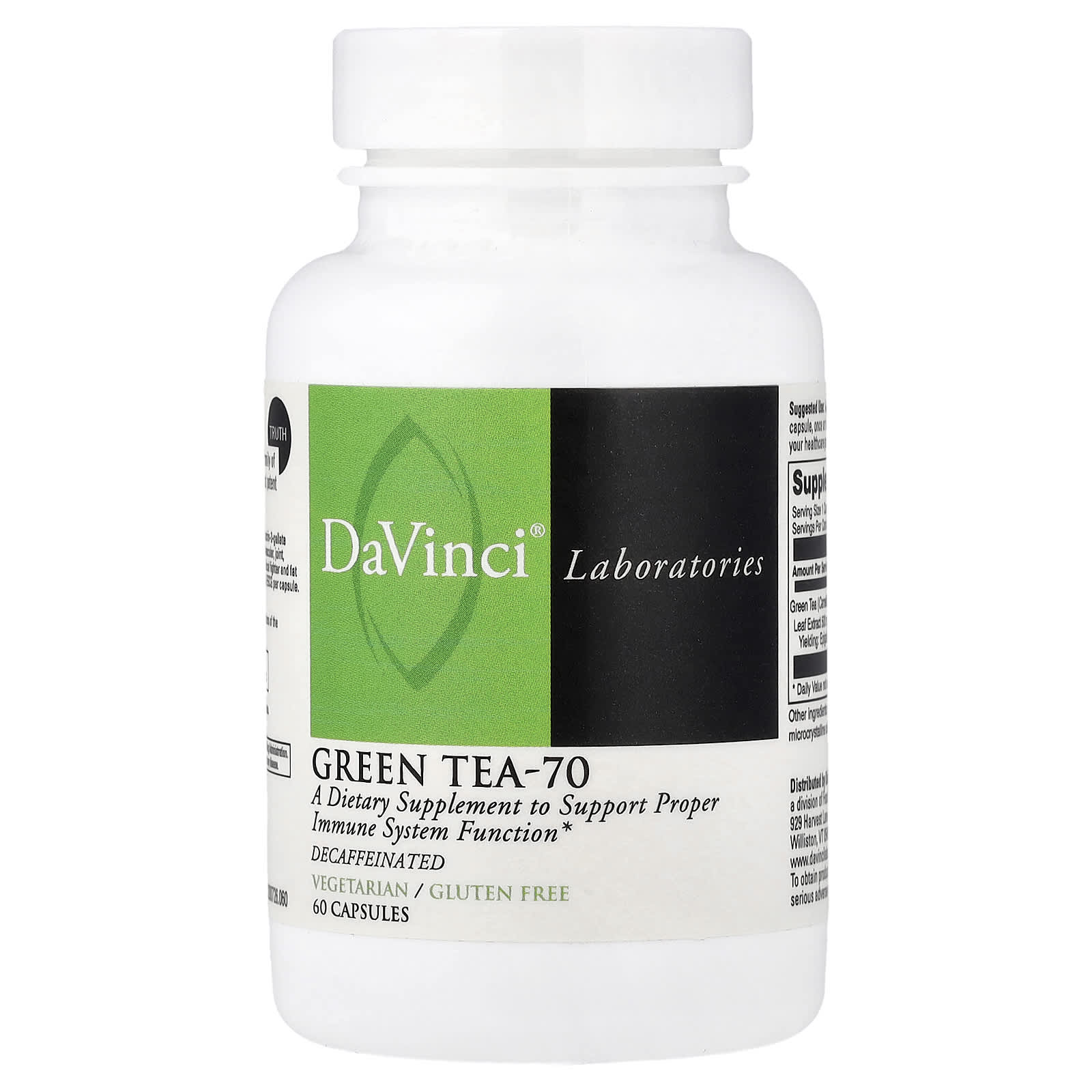 Чай DaVinci Laboratories Green -70, оттенок Decaffeinated, 60 капсул