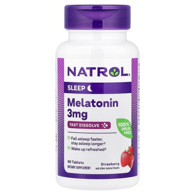 Мелатонин Natrol Fast Dissolve, вкус Strawberry, 3 мг, 90 таблеток